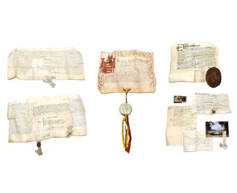 Elizabeth I Letters Patent, dated 1600, in Latin chancery hand on vellum, with calligraphic 'Elizabeth' and pendant impressio