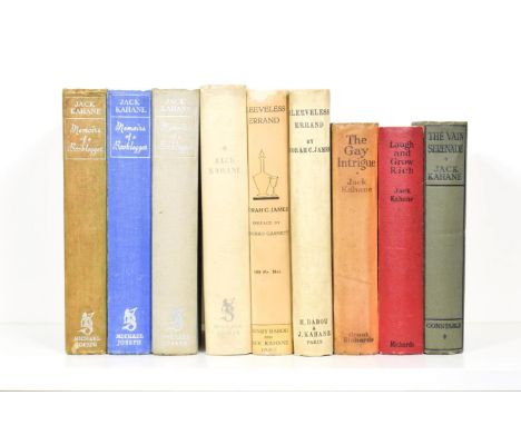 Kahane (Jack) Memoirs of a Booklegger, Michael Joseph, 1939, first edition, dust wrapper; idem, The Vain Serenade, Constable,