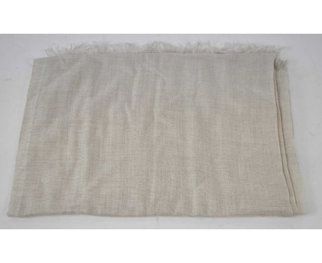 CRUCIANI; a cream cashmere and silk scarf with fringing.