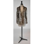 GRYPHON; a gold sequined fitted evening jacket, size XS
