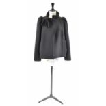 MIU MIU; a short black 100% wool fitted jacket, size 42.