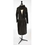 LOEWE; a brown 42 full length coat with detachable zip collar, size 42.