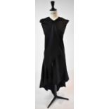 GIVENCHY; a black 100% silk full length evening dress, size small.