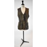 T.BA; a khaki leather effect hunting waistcoat, size 38.