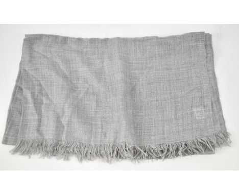 CRUCIANI; a light grey cashmere and silk scarf with fringing.