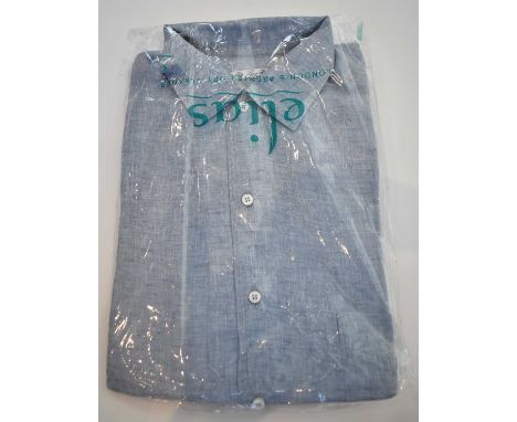 LORO PIANA; a light blue linen long sleeve shirt, size M.Condition Report: Dry cleaned.