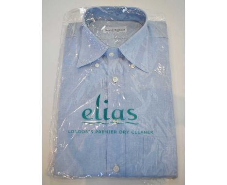MARIANO RUBINACCI; a blue cotton long sleeve button down shirt, size approx 15.5".Footnote: Dry cleaned.
