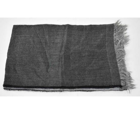 BORRELLI; a grey cashmere and silk scarf with fringing.