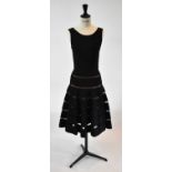 ALAIA; a black 100% wool midi length evening dress, size 36.