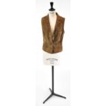 RALPH LAUREN; a brown suede fitted waistcoat, size 6.