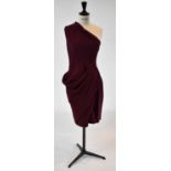 ROKSANDA; a red 100% wool one shoulder evening dress, size 10.