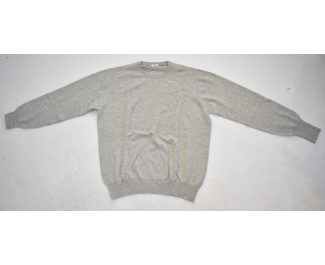 BORRELLI; a light grey 100% cashmere crew neck sweater, size 52.