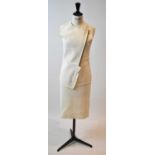 GIVENCHY; a cream wool mix sleeveless dress, size small.