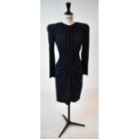 GIVENCHY; a navy blue long sleeve dress, size 36.