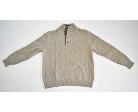 LORO PIANA; a beige 100% cashmere sweater with button neck, size 50.