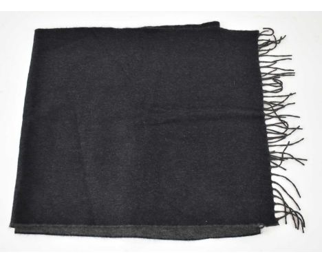 BORRELLI; a grey cashmere and wool scarf with fringing.