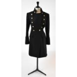 BALMAIN; a black wool mix coat, size 36.