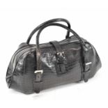 LOEWE; a black crocodile leather handbag, 46 x 23 x 14cm.