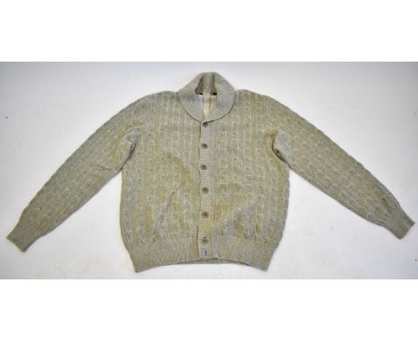 LORO PIANA; a light green 100% cashmere cable knit cardigan, size 52.