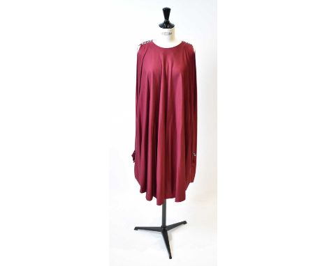 AZZARO; a red 100% silk blouse with diamante buttons, size 40.