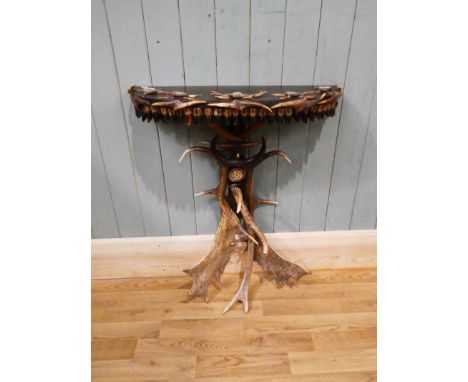 A 19th Century Taxidermy Console table made of Deer Antlers and Slots 74cm x 85cm x 29 cm