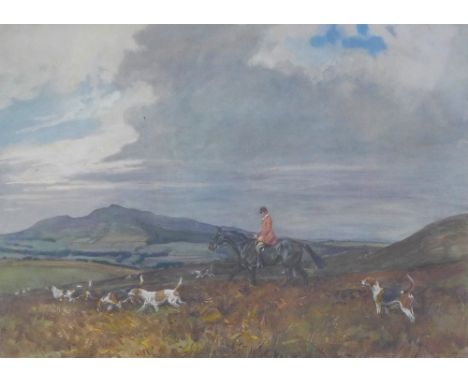 LIONEL EDWARDS, JED FOREST HUNT, pencil signed print, framed under glass, 38nx 27cm 