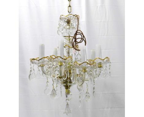 Bohemian glass chandelier, with gilt edged lustre drops,  52 x 63cm. 