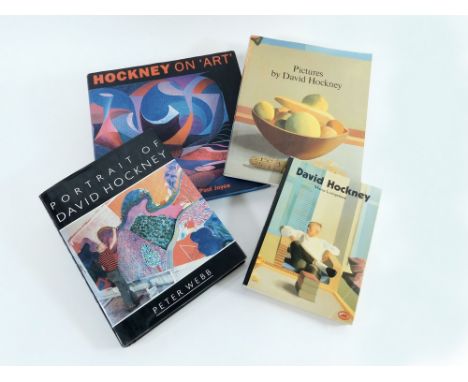 DAVID HOCKNEY. Four books about David Hockney & his work. (4) Good, pre-owned condition.  WE CAN SHIP THIS LOT, but NOT if pa