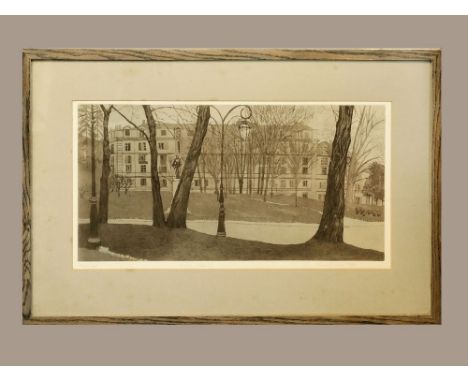 FRANCES ST. CLAIR MILLER. 'Piazza Cavour I'. Etching. A signed & titled Artist's proof. 32 x 65cm. WE CANNOT SHIP THIS LOT du