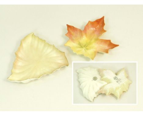 WORCESTER. A Royal Chinaworks Worcester maple leaf dish & a Locke & Co. Ltd. Worcester leaf shaped dish.  WE CAN SHIP THIS LO