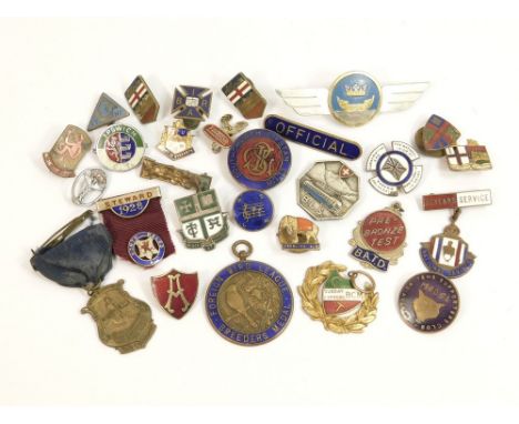 VARIOUS BADGES. Twenty-seven, various & medals. (27) Condition: All appear to be in good condition with no enamel loss except