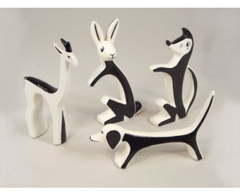 POLISH ANIMALS. Four Polish stylised ceramic animals.  WE CAN SHIP THIS LOT, but NOT if part of a large, multiple lots purcha