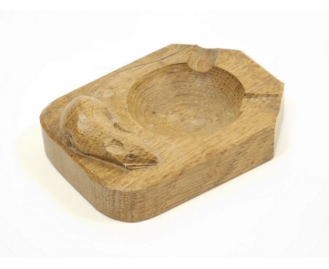 MOUSEMAN ASHTRAY. A carved oak Mouseman ashtray by Robert Thompson of Kilburn. WE CAN SHIP THIS LOT, but NOT if part of a lar