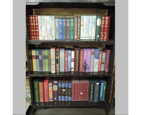 A collection of bespoke bound books, mainly by the Folio Society and many printed at St Edmundsbury Press, to include Nathani