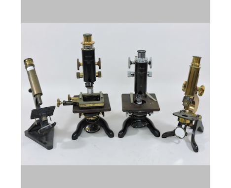 A 20th century binocular microscope, by Beck, London, 32cm tall, in a fitted case, together with a small microscope, cased an