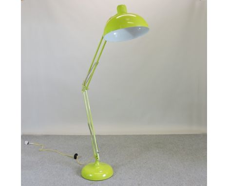 A modern green painted angle poise standard lamp