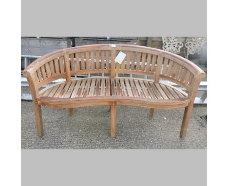 A teak garden Marlborough bench, as new, 160cm