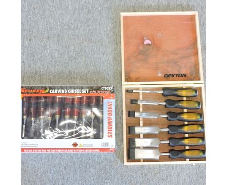 A professional chisel set, together with wood carving chisels