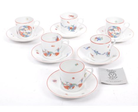 Limoges&nbsp;- A 20th century porcelain ceramic coffee and saucer set for six by Limoges. Six matching cups and saucers decor