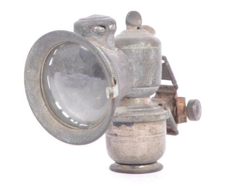 Jos Lucas Ltd, Birmingham - A vintage 20th century metal carbide bicycle gas lantern light lamp. The lamp marked to handle. M