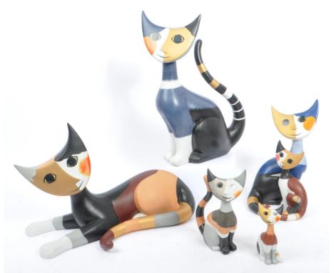 Rosina Wachstmeister for Goebel - A collection of five late 20th century Rosina Wachstmeister for Goebel ceramic cat figurine