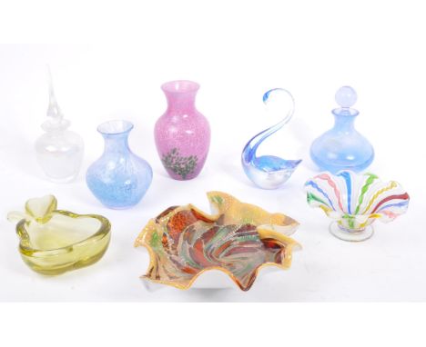 A collection of vintage 20th century studio art glass. To include a Arte Vetraria multicoloured rainbow dish&nbsp; by Murano,