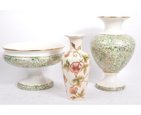 SCC Castelli - A matching pair of later 20th century Italian hand painted and enamelled urn and vase, along with a Hungarian 