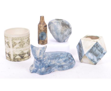 A collection of five vintage late 20th century Carn studio art pottery examples from Penzance, Cornwall. The collection inclu