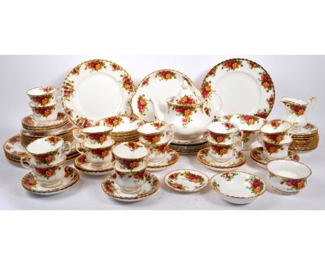 Royal Albert - A large mid 20th century circa 1960s ceramic tea service set. In the Old Country Roses pattern, with transfer 