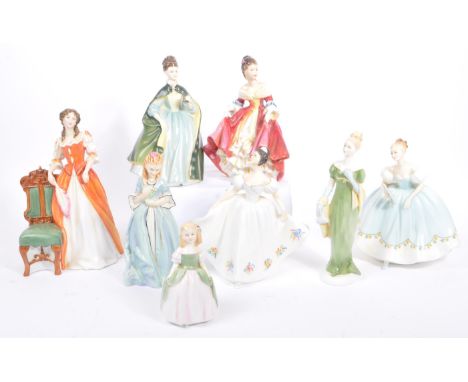 Royal Doulton - A collection of eight mid 20th century porcelain table ware female figurines. Including, Lorna HN2311, Sweet 