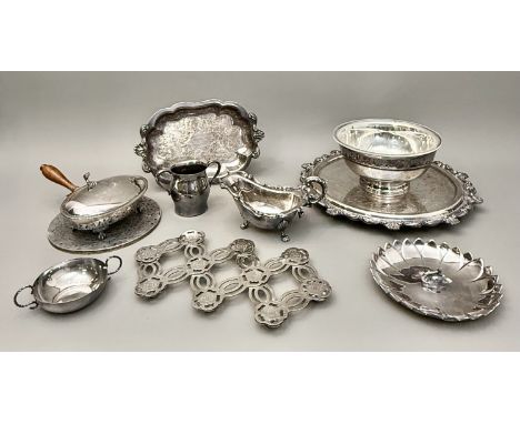 A collection of American silver plated ware, first half 20th century - including a 'Victorian' salver by W &amp; S Blackingto