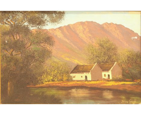 John Greeff (South African, first half 20th century) South African river landscape oil on canvas, signed lower right, inscrib