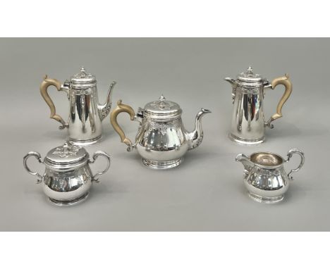 A fine quality, heavy gauge five-piece Elizabeth II silver tea and coffee service - C. J. Vander Ltd., London 1963, retailer'