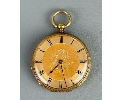 An 18ct gold open face key wind fob watch by Stauffer, Son &amp; Co of Switzerland - the case stamped 'SS&amp;C 18K', no. 321
